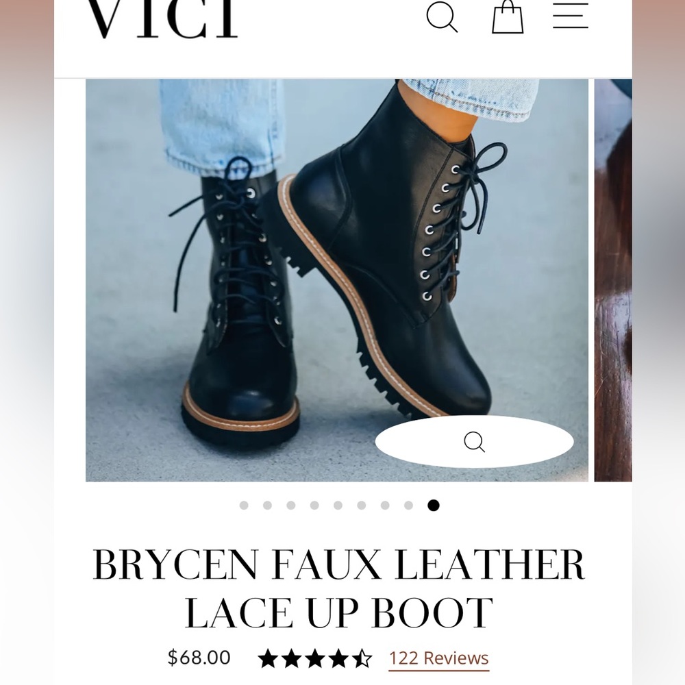 Vici Black Faux Leather Lace Up Boots